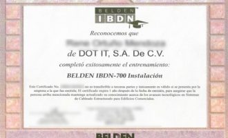 CERTIFICADO BELDEN INSTALACION